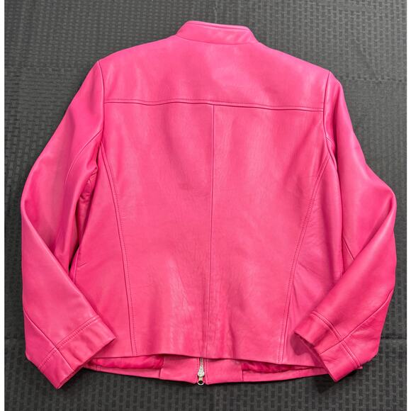 Petite Sophisticate Barbie Pink Leather Jacket, Large, Vintage - Picture 2 of 4